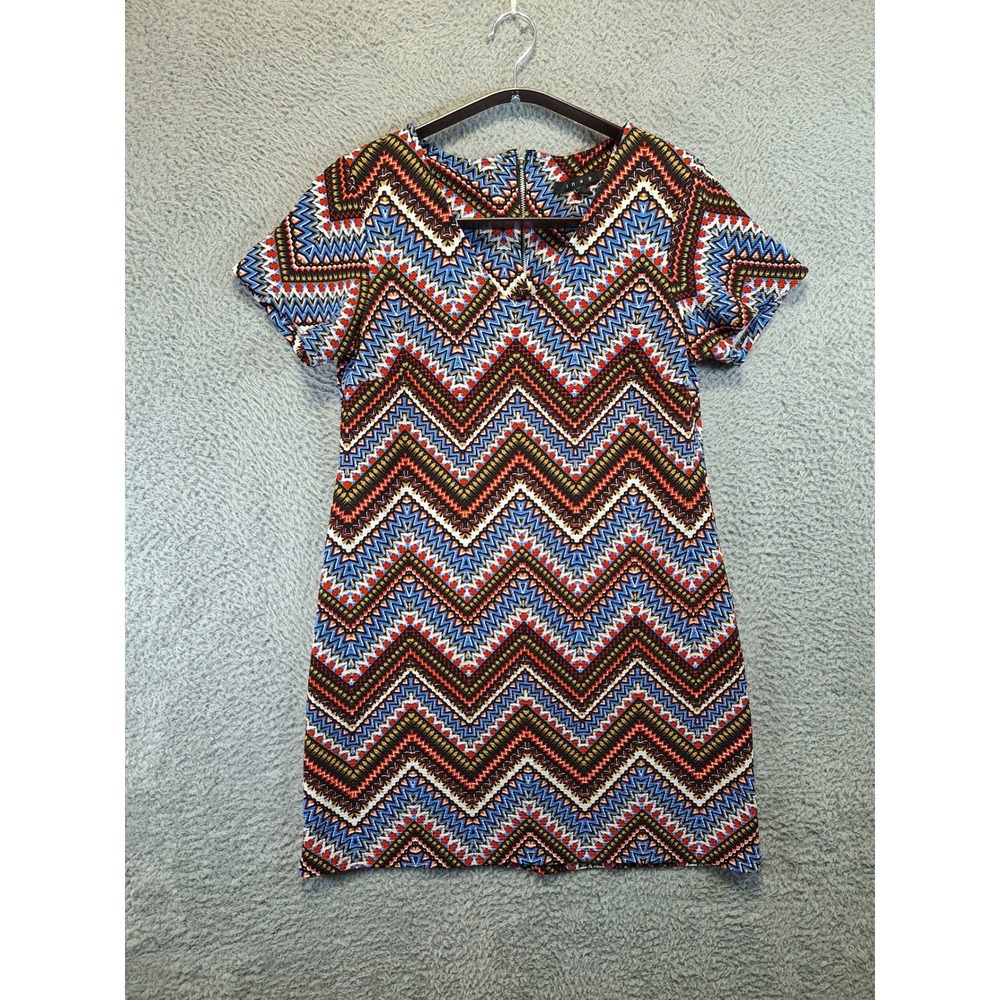 SNAP Women's Geometric Print Short Sleeve Dress Size L Boho Made in USA Party